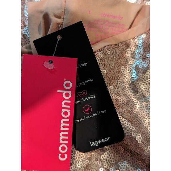 Commando High Waist Sliming Technology Sequin Leggings Champagne Blush Gold L - Picture 6 of 7